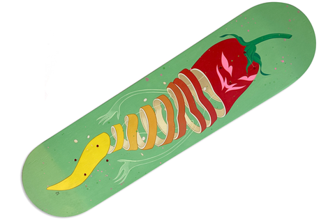 "Ghost Pepper" Original Painting on Skate Deck